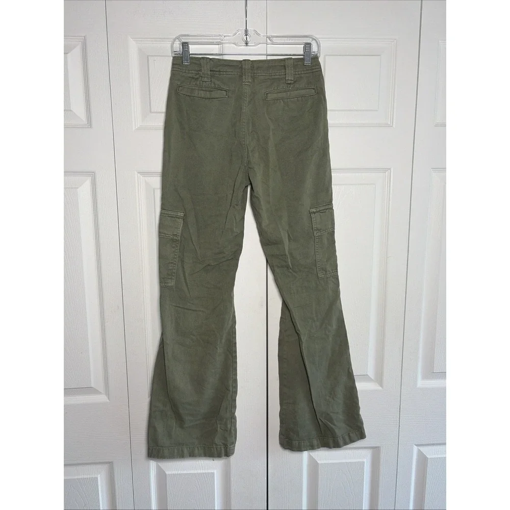 Aeropostale Low Rise Flare Utility Cargo Pants Womens Size 0 Olive Green Cotton - Picture 3 of 5